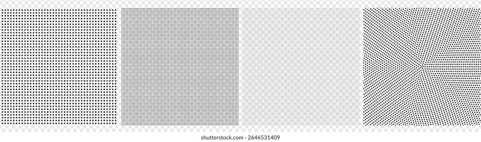 Set of black halftone dots backgrounds.