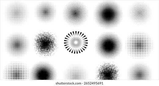 Set of black halftone dots backgrounds. vector