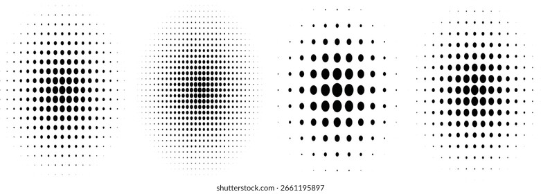 Set of black halftone dots backgrounds. vector