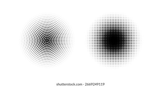 Set of black halftone dots backgrounds. vector modern dots halftone,Pop art comic style gradient circle halftone set Vector isolated on white background dots.	