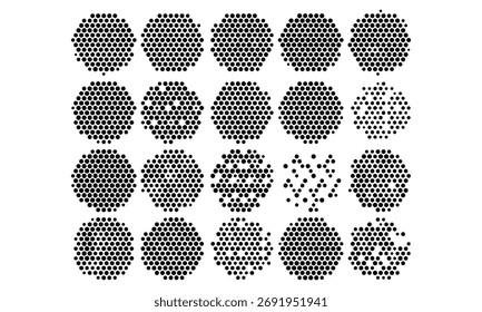 Set of black halftone dots backgrounds. vector modern dots halftone arts. modern	

