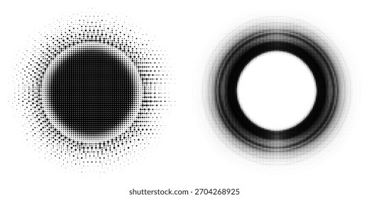 Conjunto de fondos de puntos de semitono negro. Vector de puntos modernos artes de semitono. moderno	