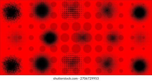 Conjunto de fondos de puntos de semitono negro. Vector