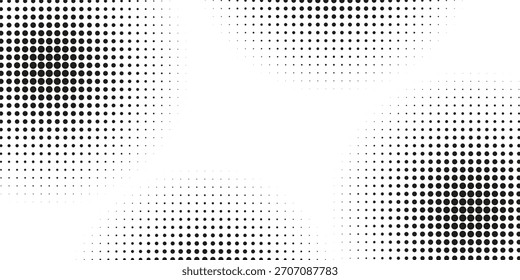 Conjunto de fondos de puntos de semitono negro. Vector de puntos modernos artes de semitono eps10