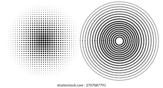 Conjunto de fondos de puntos de semitono negro. Vector de puntos modernos artes de semitono eps10