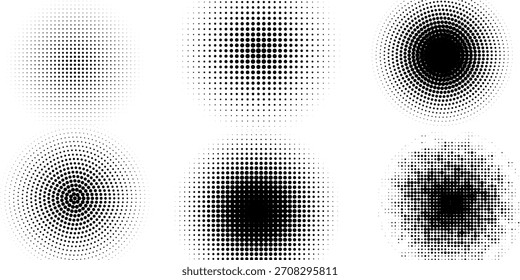 Set of black halftone dots backgrounds. vector