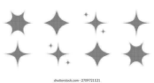 Conjunto de fondos de puntos de semitono negro. Vector de puntos modernos artes de semitono. moderno