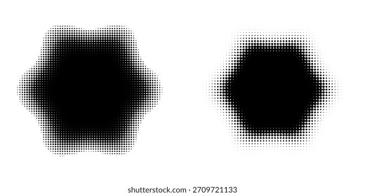 Conjunto de fondos de puntos de semitono negro. Vector de puntos modernos artes de semitono. moderno