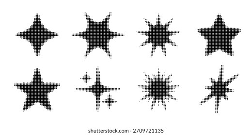 Conjunto de fondos de puntos de semitono negro. Vector de puntos modernos artes de semitono. moderno