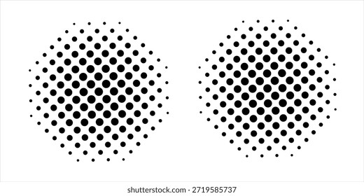 Conjunto de fondos de puntos de semitono negro. Vector de semitono de puntos modernos, arte Pop estilo cómico gradiente círculo semitono conjunto Vector aislado en el fondo blanco patrón de puntos