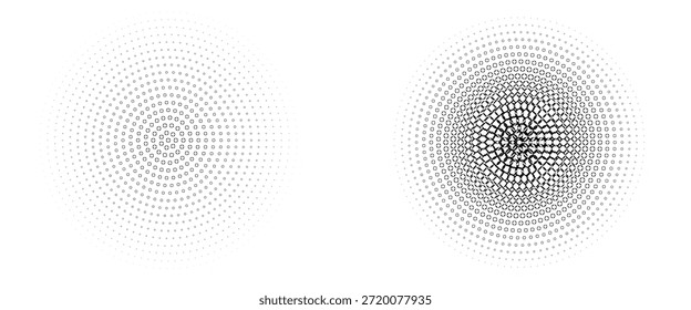 Conjunto de fondos de puntos de semitono negro. Vector de puntos modernos artes de semitono