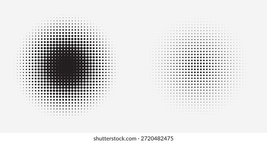 Conjunto de fondos de puntos de semitono negro. Vector de semitono de puntos modernos, arte Pop estilo cómico gradiente círculo semitono conjunto Vector aislado en el fondo blanco patrón de puntos