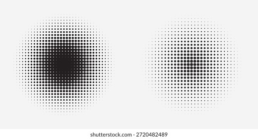 Conjunto de fondos de puntos de semitono negro. Vector de semitono de puntos modernos, arte Pop estilo cómico gradiente círculo semitono conjunto Vector aislado en el fondo blanco patrón de puntos