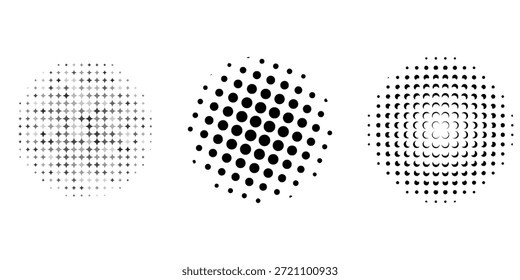 Conjunto de fondos de puntos de semitono negro. Vector de semitono de puntos modernos, arte Pop estilo cómico gradiente círculo semitono conjunto Vector aislado en el fondo blanco patrón de puntos