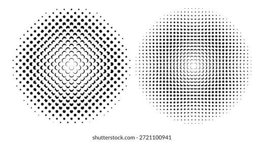 Conjunto de fondos de puntos de semitono negro. Vector de semitono de puntos modernos, arte Pop estilo cómico gradiente círculo semitono conjunto Vector aislado en el fondo blanco patrón de puntos