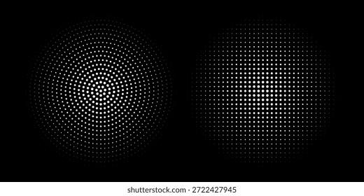 Conjunto de fondos de puntos de semitono negro. Vector de puntos modernos artes de semitono. moderno