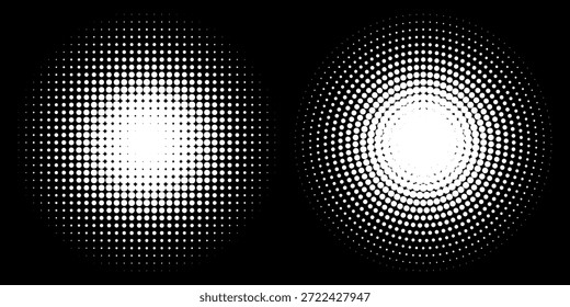 Conjunto de fondos de puntos de semitono negro. Vector de puntos modernos artes de semitono. moderno