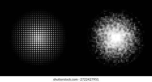 Conjunto de fondos de puntos de semitono negro. Vector de puntos modernos artes de semitono. moderno