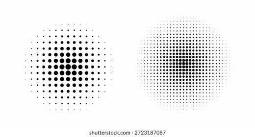 Conjunto de fondos de puntos de semitono negro. Vector de semitono de puntos modernos, arte Pop estilo cómico gradiente círculo semitono conjunto Vector aislado en el fondo blanco patrón de puntos