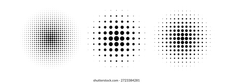 Conjunto de fondos de puntos de semitono negro.