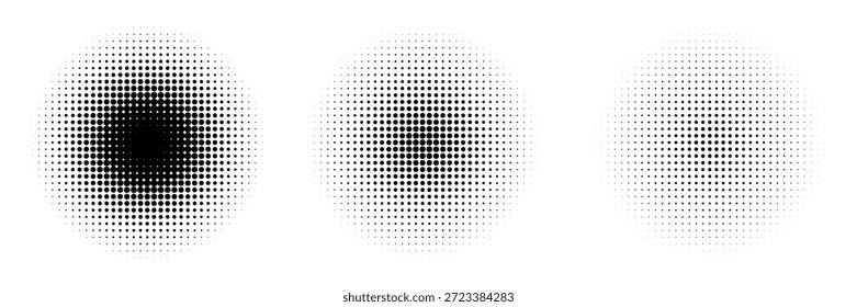 Conjunto de fondos de puntos de semitono negro.