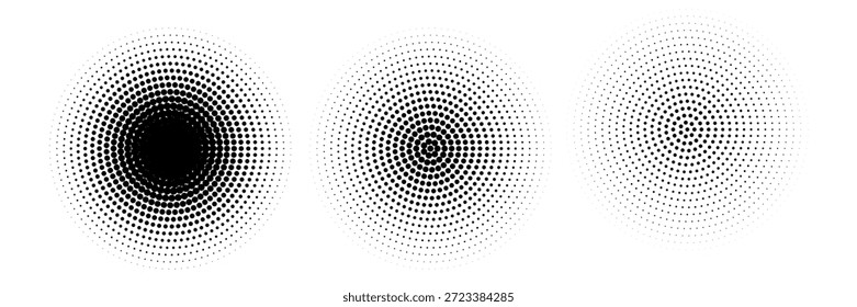Conjunto de fondos de puntos de semitono negro.