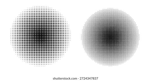 Conjunto de fondos de puntos de semitono negro. Vector de puntos modernos artes de semitono
