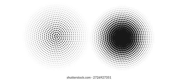 Conjunto de fondos de puntos de semitono negro Vector de semitono de puntos modernos, Vector de degradado de estilo cómico de arte Pop círculo de semitono aislado sobre fondo blanco patrón de puntos.