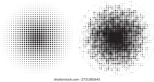 Conjunto de fondos de puntos de semitonos negros. Vector de puntos modernos de artes de semitonos

