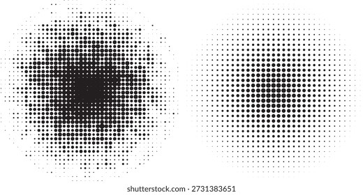 Conjunto de fondos de puntos de semitonos negros. Vector de puntos modernos de artes de semitonos

