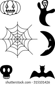 Set of black halloween icon