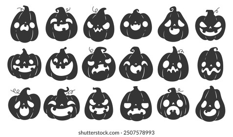 Set of black halloween pumpkins