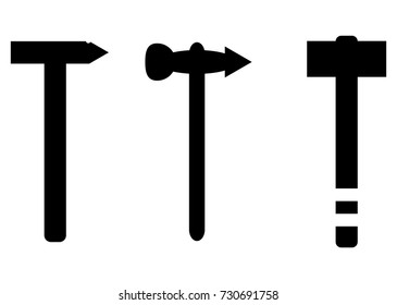 Set of black hammers icon on a white background.