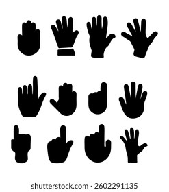 Set black hand collection icons
