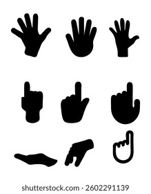Set black hand collection icons