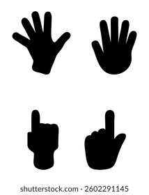 Set black hand collection icons