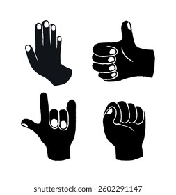 Set black hand collection icons