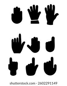 Set black hand collection icons