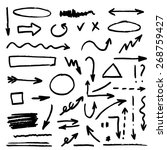 Set of black hand drawn arrows