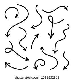 set of black hand drawn arrows