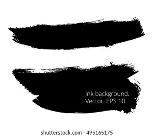 Set of black hand drawn banners, abstract creative textures made with ink. Brush strokes.Vector. EPS 10. Grunge illustrations. Black spots template. Collection freehand shapes.