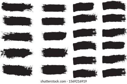 
Set of black hand drawn brushes and design elements on white background. Vector brush strokes. Grunge brush stroke. Artistic creative shapes. - Vector
