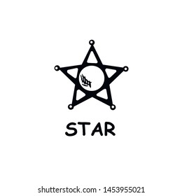 Set of black hand drawn doodle stars. star icon on white background. vector illustration