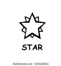 Set of black hand drawn doodle stars. star icon on white background. vector illustration