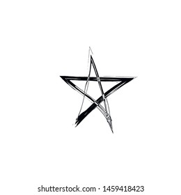 Set of black hand drawn doodle stars. star icon on white background. vector illustration