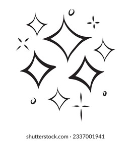 Conjunto de estrellas de doodle dibujadas a mano negra aisladas sobre fondo blanco.