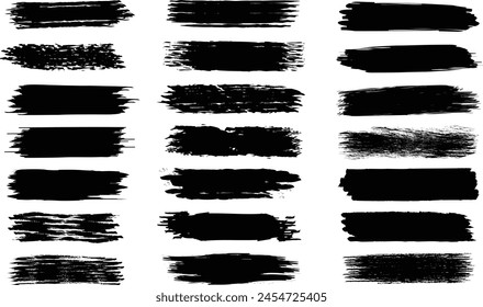 conjunto de pinceles de grunge dibujados a mano negro, pinceladas de trazo de pintura negro Ilustración vectorial.