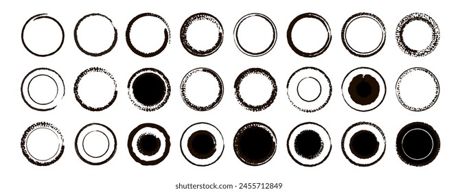 Conjunto de grunge dibujado a mano negro garabato, lápiz, marco de borde de círculo de tiza. Diseño de bordes de Plantilla de Ilustración vectorial para Sitio web, Anuncio, App, póster, fondo, tarjeta