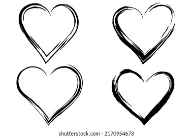 A set of black hand drawn hearts. Good for projects.