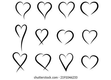 A set of black hand drawn hearts. Good for projects.